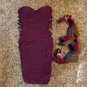 Strapless bando dress with side cut outs. Size M.